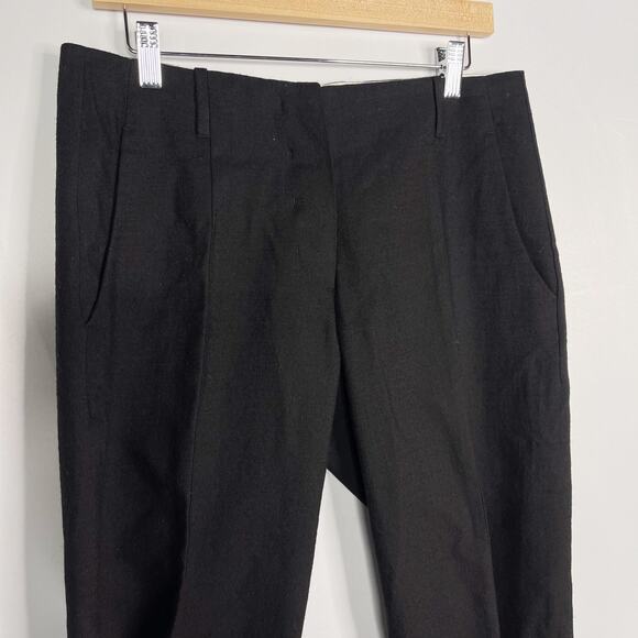Forme 3'3204322896 Womens IT 44 Black Cropped Wool Pants Tapered Button Fly - Picture 3 of 14